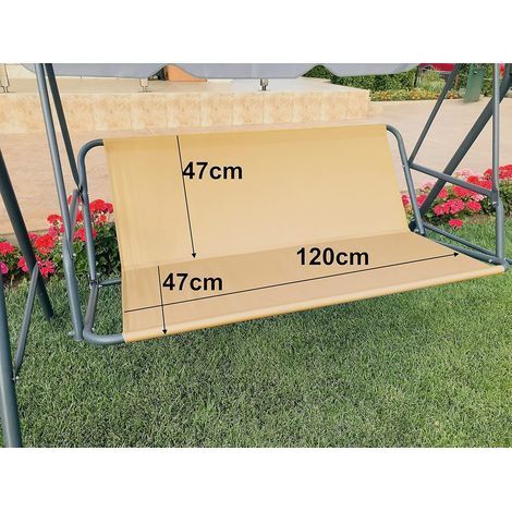 Housse de rechange pour balancelle de jardin, hamac de jardin, chaise de jardin, housse de banc - 120 cm x 47 cm x 47 cm - Beige (1/5)