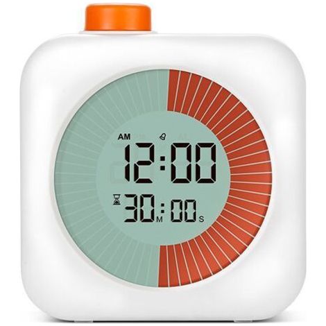 Minuteur Visuel Timer Enfant 60 Min, Time Timer avec Compte à Rebours, Chrono, Horloge & Réveil (Blanc) (1/5)