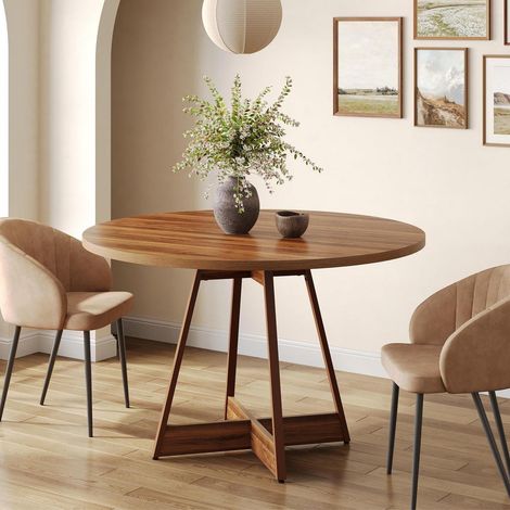 Runder Esstisch 100 cm für 2-4 Personen, Landhausstil Bistrotisch Braun (1/5)