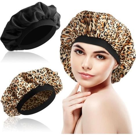 2-teiliges Satin-Nachthauben-Set, Satin-Nachthaube mit breitem, elastischem Band für Damen, Satinhaube für Damen (1/4)