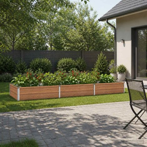 vidaXL Cama de Jardín Elevada Madera Marrón 240 x 80 x 24 cm (1/5)