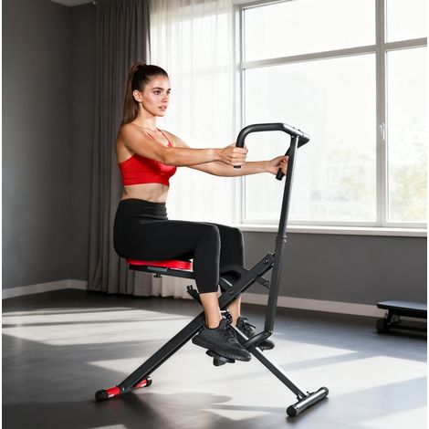 Máquina de fitness plegable 105x57x115 cm metal rojo con asiento ajustable - MEUBLIV (1/5)