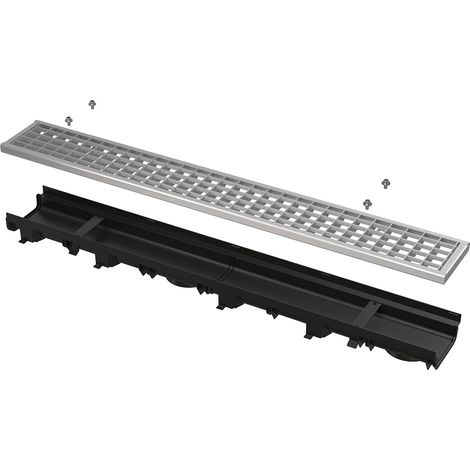Alcadrain caniveau de drainage 60 mm avec rebord en plastique et grille galvanisée B125 (1/2)
