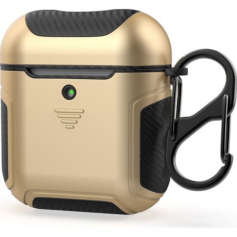 Harte Silikonhülle für AirPods 1/2, gold/schwarz (1/5)