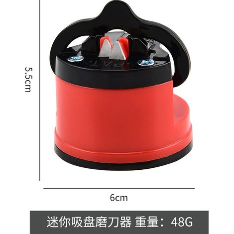 Aiguiseur de cuisine portable avec base de ventouse pour la plupart des couteaux (rouge) (1/5)