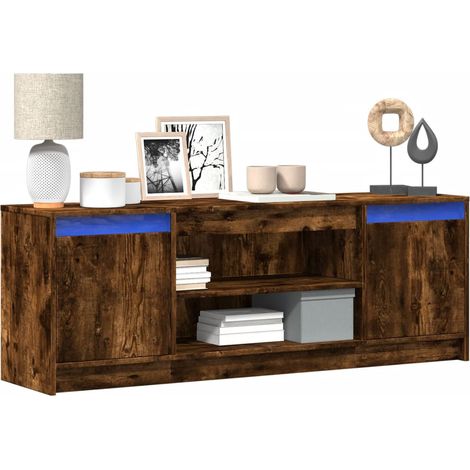 vidaXL Mobile Porta TV con LED Rovere Fumo 139,5x34x50cm in