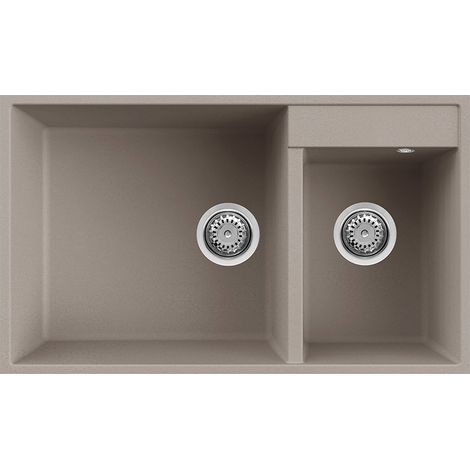 Lavello Elleci Incasso 2 vasche 78,5x47 Quadra 440 Sottotop Granitek Grigio Tortora LGQ44043BSO (1/3)