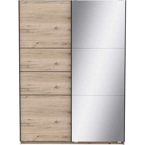 CALICOSY - Armoire 2 portes coulissantes dont 1 miroir L148 cm - LINE (1/5)