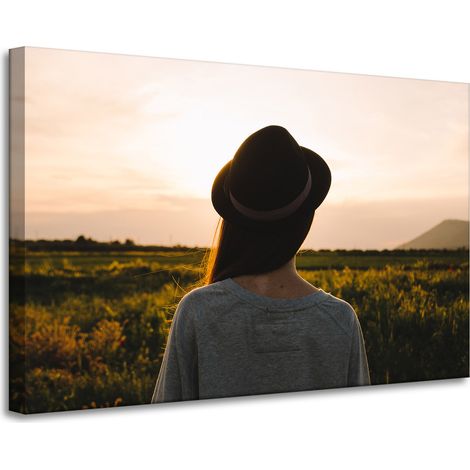 Leinwanddruck Natur Frau mit Hut 90x60