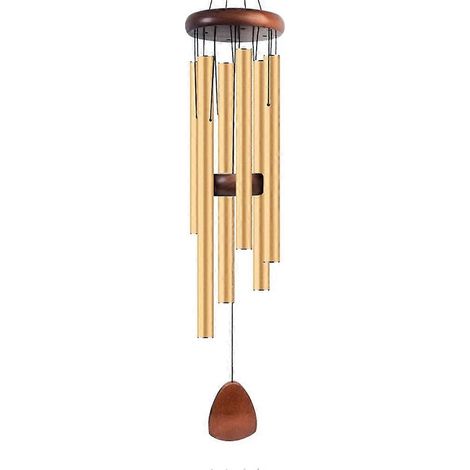 Carillon éolien en métal doré et aluminium, 6 tiges, décoration pour la maison, l'extérieur, le jardin ou la terrasse. (1/5)
