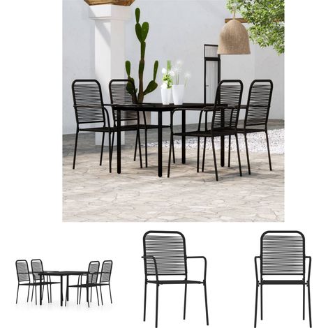 Terrasse - vidaXL 5-tlg. Garten-Essgruppe Schwarz - Gartenstuhl (1/5)