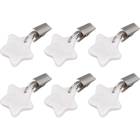 Lot de 6 poids de nappe en acier inoxydable effet marbre, petits, étanches, antirouille et résistants, à clipser, pour fêtes et pique-niques. (1/5)