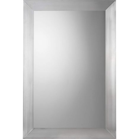 Croydex Hang 'n' Lock Rectangle Mirror, Brushed Steel Frame, 92x61cm - Parkgate (1/5)