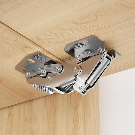 2 Pièces Charnières Pour Portes D'Armoire, Angle D'Ouverture À 90°, Montage En Surface Sans Pré-Perçage, Acier Allié Nickelé (1/5)