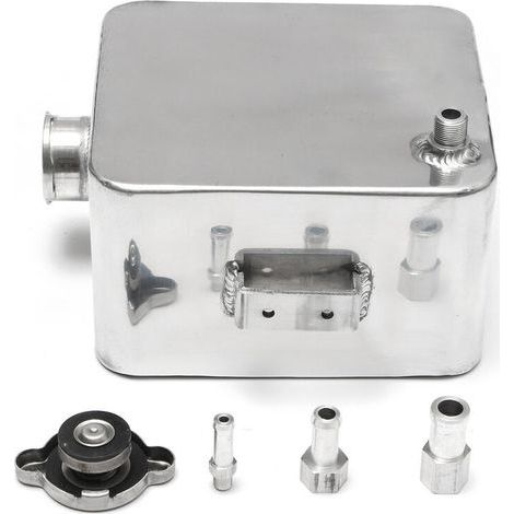 2-Liter-Universal-Ausgleichsbehälter für Kfz-Krümmer aus Aluminiumlegierung + Verschlusskappe (1/2)
