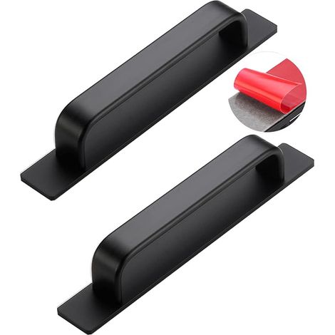 Sollbry 2 pièces poignée de porte coulissante auto-adhésif Poignée de grange alliage d'aluminium Poignées pour placards d'armoire autocollant Tirer La Bouton de Meuble Poignet (148mm,Black)