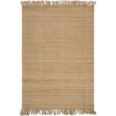Tapis jute fait main 120x170 beige motif uni KIRLOUNE