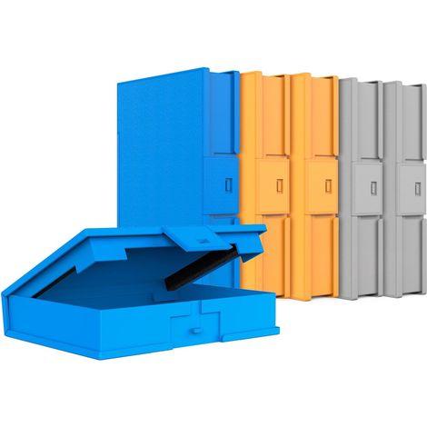 Étui pour Disque Dur de 3,5 Pouces, Boîtier de Protection Antichoc et Pare-poussière, Étui de Stockage pour HDD de 3,5", 6 Étuis Ensemble, Orange/Bleu/Gris 2 (HPFx6) (1/5)