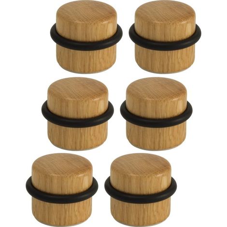 Arrêts de Portes - Butée de Porte Adhésive en Bois pour Sol - Butoirs de Porte Protection de Portes et Murs - Pack 6 unités (Chêne) (1/5)