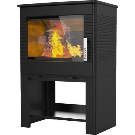 Supra – FR9016150B – Poêle à bois étanche avec bûcher intégré – Habillage fonte – Double combustion – Taille de bûche max 55 cm (1/6)