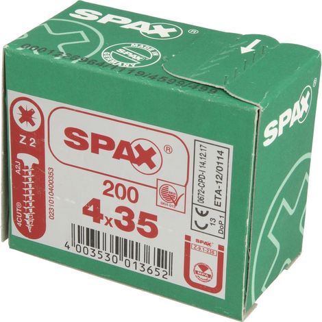 Vis Spax 4 x 35 mm à tête ronde galvanisées