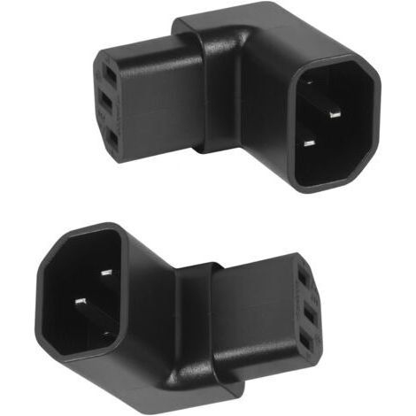 2 Pièces Prises IEC C14 vers C13 Coudées, Câble d'alimentation 3 Broches (1x90° vers Le Haut, 1x90° vers Le Bas), 250V 10A, Matériau PVC, pour Ordinateurs, Armoires PDU et Appareils Électriques (1/5)