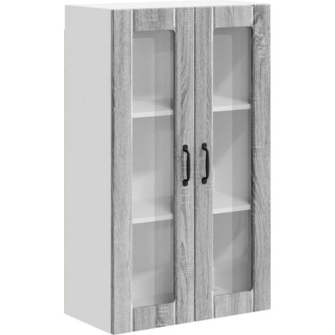 Maison Exclusive - Mobile in vetro da parete LUCCA Grigio Sonoma 60 x 31 x 100 cm