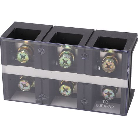 Bloc de jonction fixe 200A 600V, bornes à double rangées avec couvercle pour courants intenses, 3 pôles (2003) (1/5)