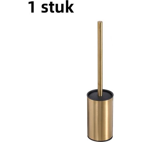 Porte-brosse de toilette sur pied – Ensemble avec brosse WC et support – Finition or brossé – Pour salle de bain (1/5)