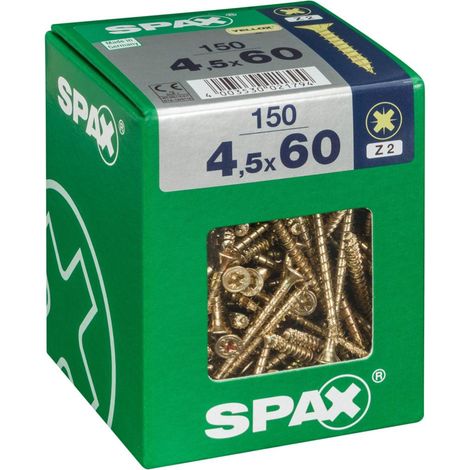 150 Stück SPAX Pozidriv Senkkopf-Stahlschrauben, Durchmesser 4,5 mm x Länge 60 mm SPAX (1/5)