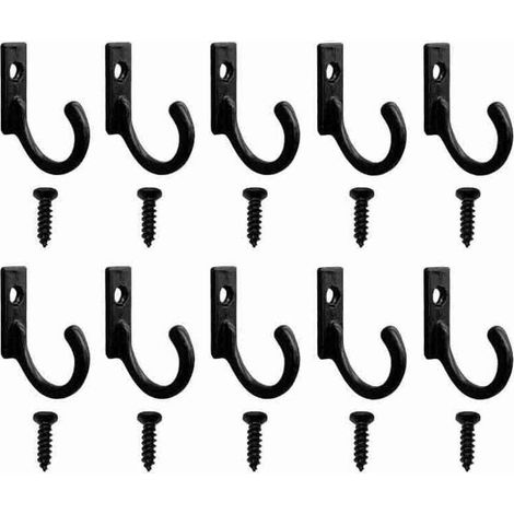 Crochet Porte Manteau, Crochets Vintage, Mini Patère, Matériau Alliage de Zinc, Crochet Simple Vintage peut,Crochets muraux Individuels,Noir, 10 pcs. (1/4)