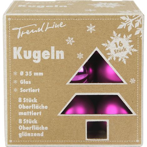 TrendLine Deko Set aus 16 Christbaumkugeln 3,5 cm Lila Hängedekoration