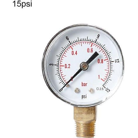 Manomètre vertical 52 mm 1/4" BSPT, 15, 30, 60, 100, 150, 300 PSI, avec poignée inférieure