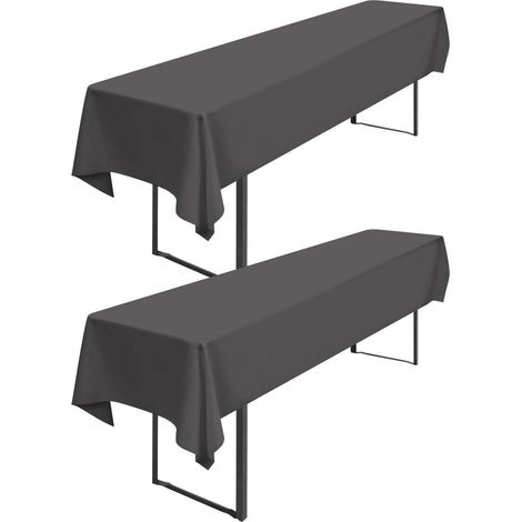 Biertisch-Tischdecke 2 Stück Dunkelgrau 250x100cm 200GSM Polyester Stoffoptik