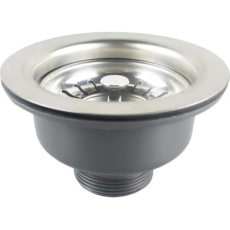 Bonde d'évier sans trop Plein Panier INOX ø 110 mm 1½", Acier Inoxydable + ABS, Bonde + Panier