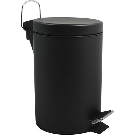 Poubelle Cosmétique Salle de Bain - Acier Inoxydable avec Seau Intérieur Amovible - Poubelle à Pédale Compacte - Ø 4L - Noir Mat - Fermeture Douce et Nettoyage Facile (1/5)