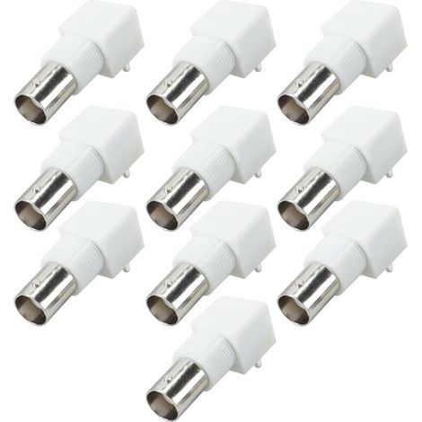 Connecteurs BNC Femelles À Angle Droit Pour Montage Sur PCB Avec Écrou, Connecteurs De Cloison En Plastique Blancs, Fiches De Circuit Imprimé 2P (1/5)