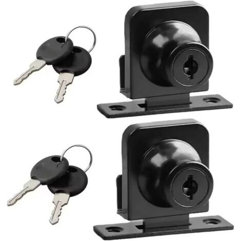 Lot de 2 serrures de rechange pour armoire en verre et alliage de zinc pour armoire de 5 à 8 mm, noir, 407