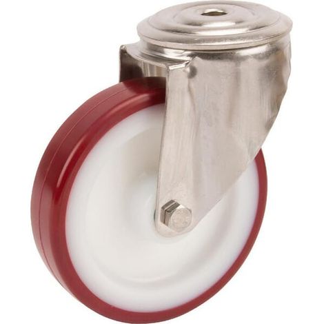 Roulettes pivotantes en acier inoxydable à bandage en matière synthétique TENTE 8470UAD100P3013