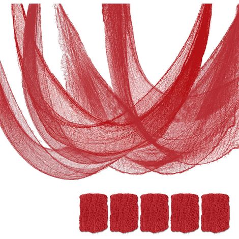 Set di 5 arazzi decorativi in garza rossa, stile spettrale, per Halloween (183 x 76 cm), per uso interno ed esterno. Decorazioni di Halloween per la casa (1/5)