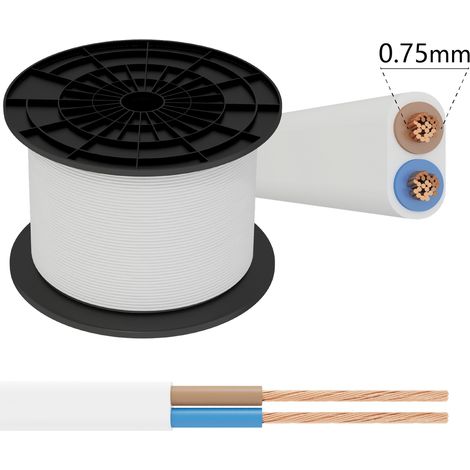 Cavo elettrico H03VVH2-F 2 x 0,75 mm2 matassa 100mt bianco Aigostar
