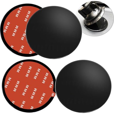 4er-Pack selbstklebende Armaturenbrett-Befestigungsscheiben (73 mm), universelle Saugnapf-Befestigungsscheiben (73 mm) für Handyhalterungen und Navigationsgeräte-Dashcam-Halterungen, Schwarz (1/5)