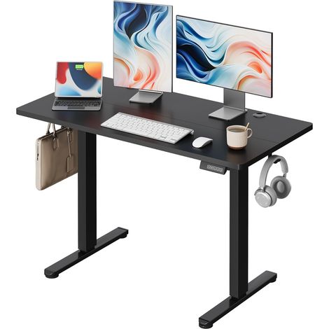 Irovami Bureau assis-debout électrique 120×60 cm – Moteur silencieux, 3 mémoires, réglage 72-118 cm, charge 80 kg – Noir