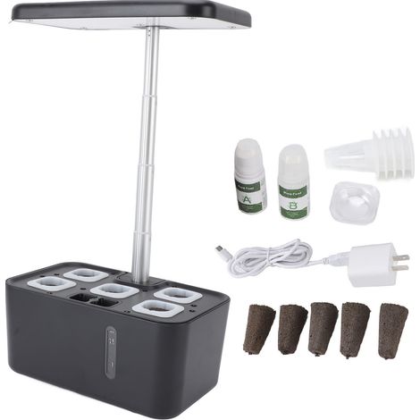 Sistema de cultivo hidropónico compacto con control automático de agua y luz LED, kit de maceta hidropónica LED para interiores (1/5)