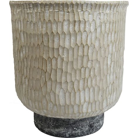 32cm x 29cm Brushed Gold Stone Effect Planter Composite Plant Pot (1/5)
