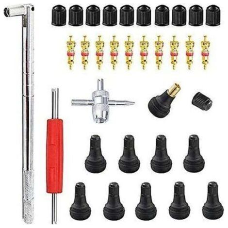 BUNTHAUS PA Outil Dépose Valve Pneu 23 Pièces Extracteur Noyau Réparation Voiture 10 Noyaux Valve (1/4)