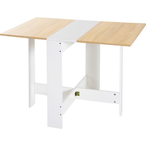 HOMCOM Wooden Folding Table Writing Desk Oak, White Home Office