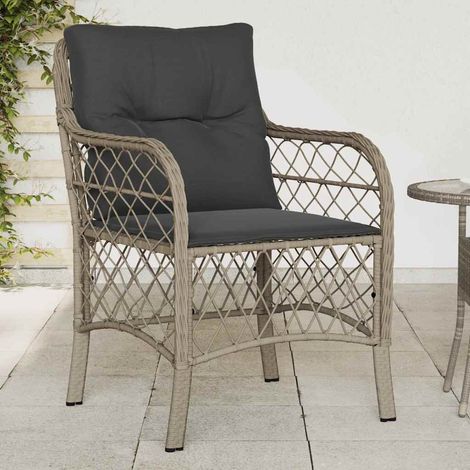 vidaXL Sillones de jardín con cojines 2 uds ratán sintético gris (1/5)