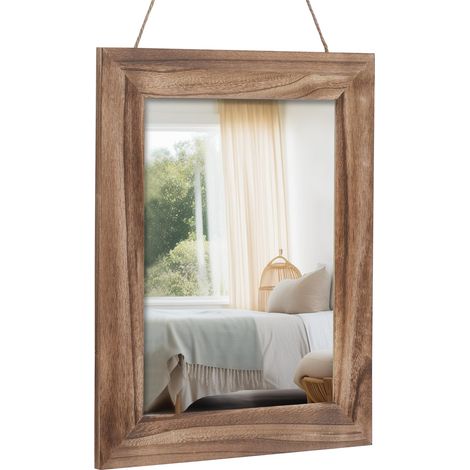 Miroir mural rustique rectangulaire avec cadre en bois (1/5)
