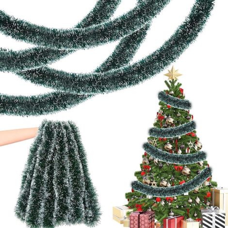 10m Weihnachtsgirlande Grün-Weiß mit Schnee-Effekt für Innen & Außen